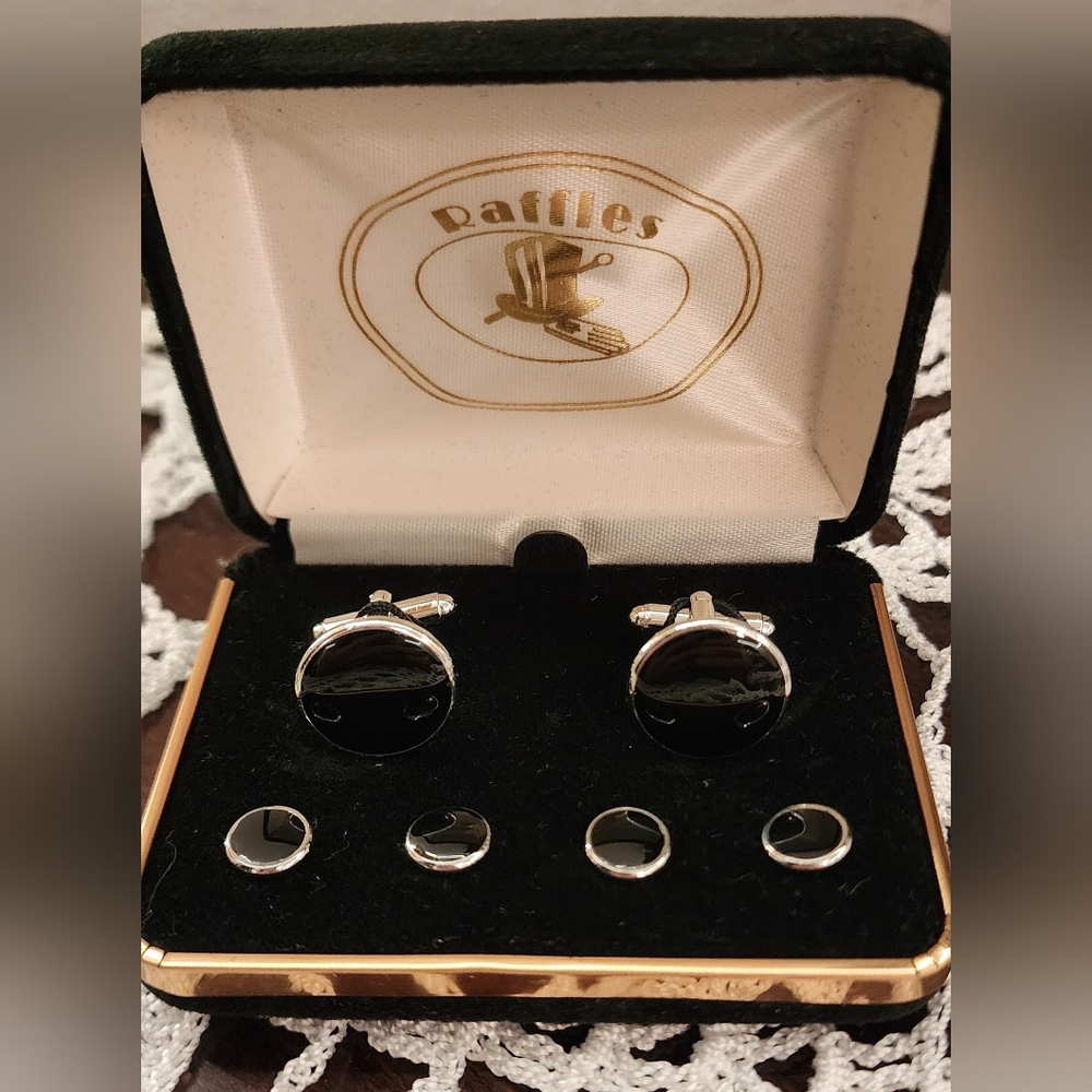 Black and Silver Cufflinks Set